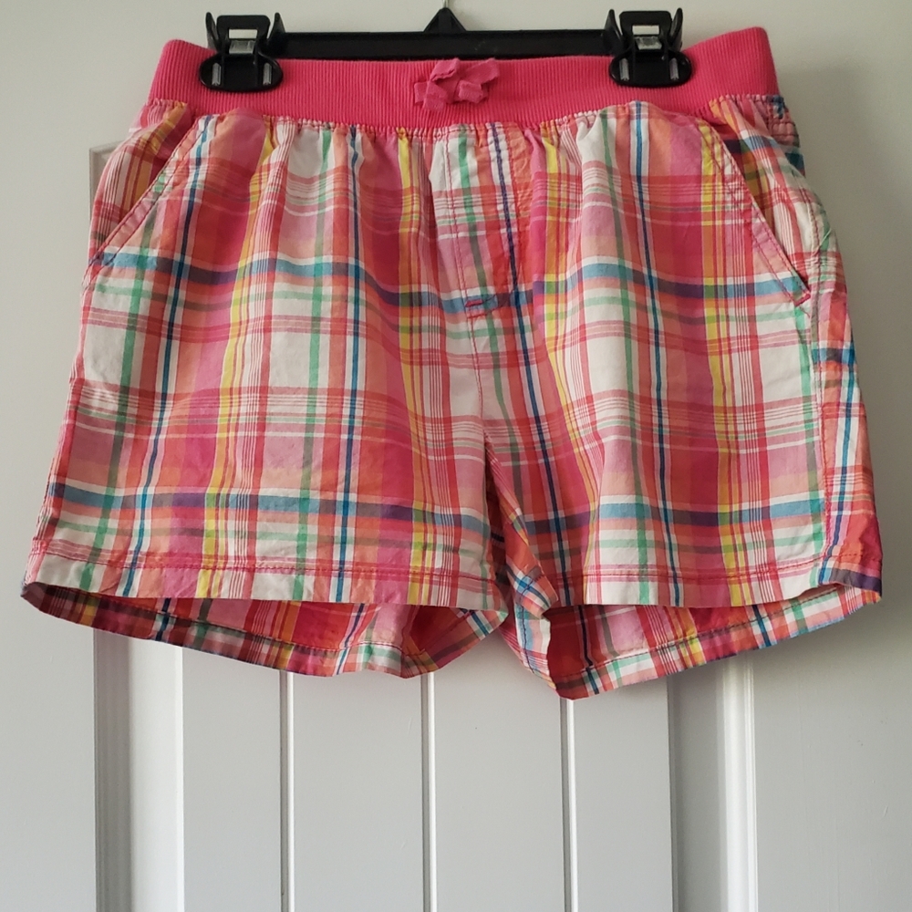 Pink and yellow plaid shorts size 14